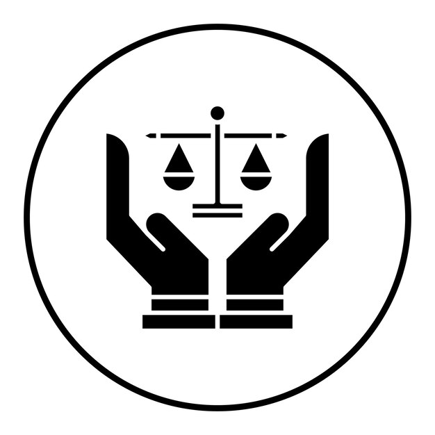 El icono del vector de justicia se puede utilizar para el conjunto de iconos de banca y finanzas