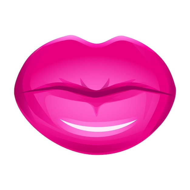 Vector icono de vector de labios realista aislado en blanco. mujeres 3d boca, lápiz labial brillante rojo brillante. ilustración de glamour de moda.