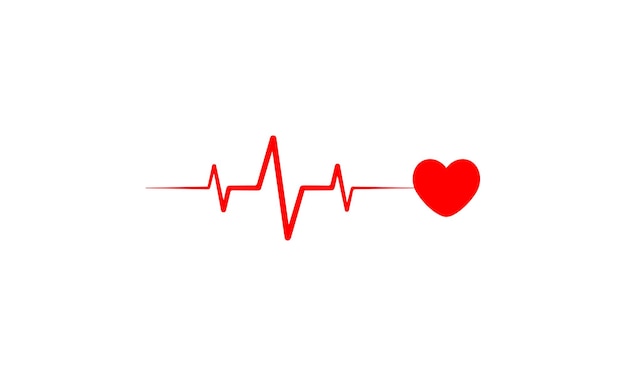icono de vector de latido del corazón, icono de cardio del corazón, icono de vector de gráfico de frecuencia cardíaca roja