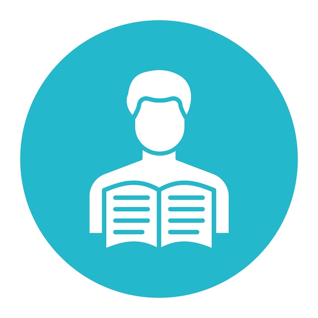 El icono del vector de lector masculino se puede utilizar para el conjunto de iconos de literatura