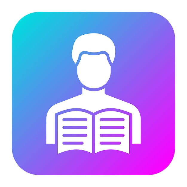 El icono del vector de lector masculino se puede utilizar para el conjunto de iconos de literatura
