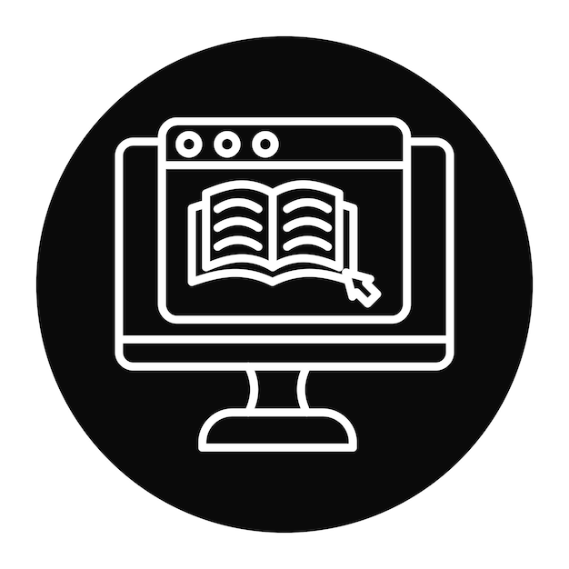 El icono del vector de lectura en línea se puede utilizar para el conjunto de iconos de educación en línea