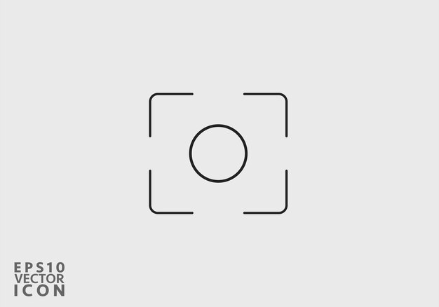 Icono de vector de lente de enfoque de cámara aislado sobre fondo blanco