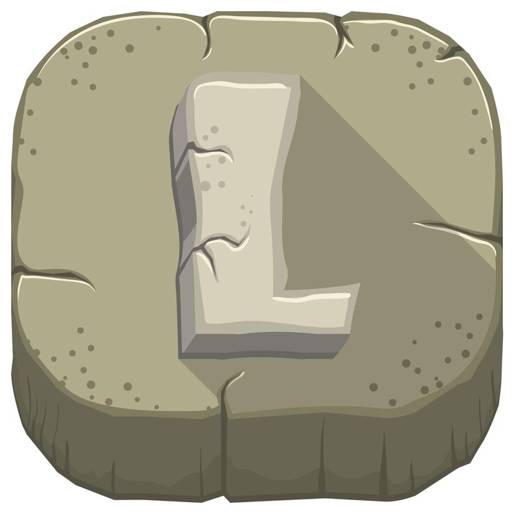 Vector icono de vector con una letra de piedra l con grietas