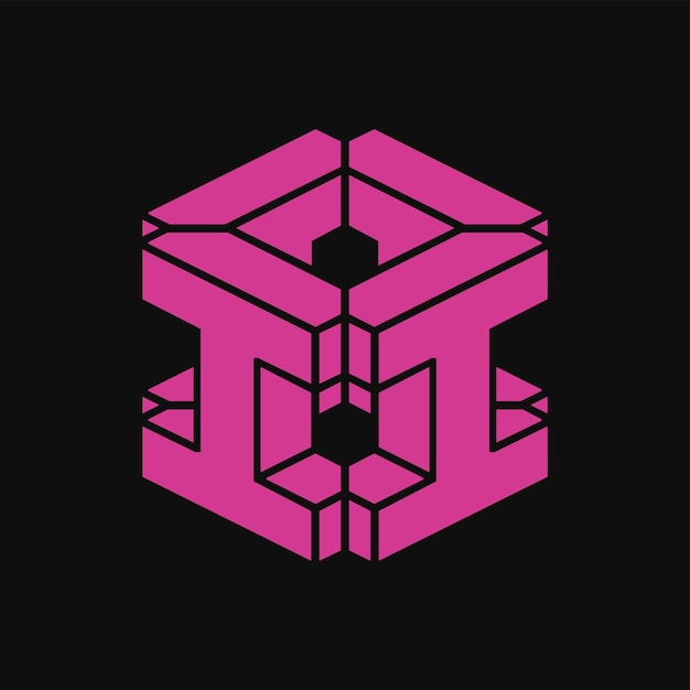 Icono de vector de letras 3D I en color negro