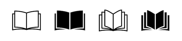 Icono de vector de libro Colección de símbolo de libro Silueta de libro