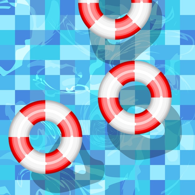 Icono de vector de lifebuoy. Anillo inflable símbolo de protección de natación. Vacaciones de verano soleado vacaciones idílicas vacaciones de agua. Alta vista desde arriba de la piscina.