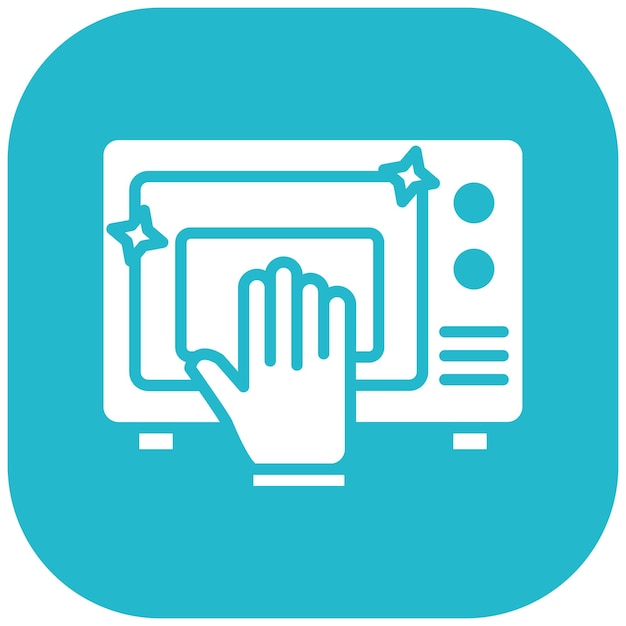 El icono del vector de limpieza de microondas se puede utilizar para la limpieza y el conjunto de iconos de limpio