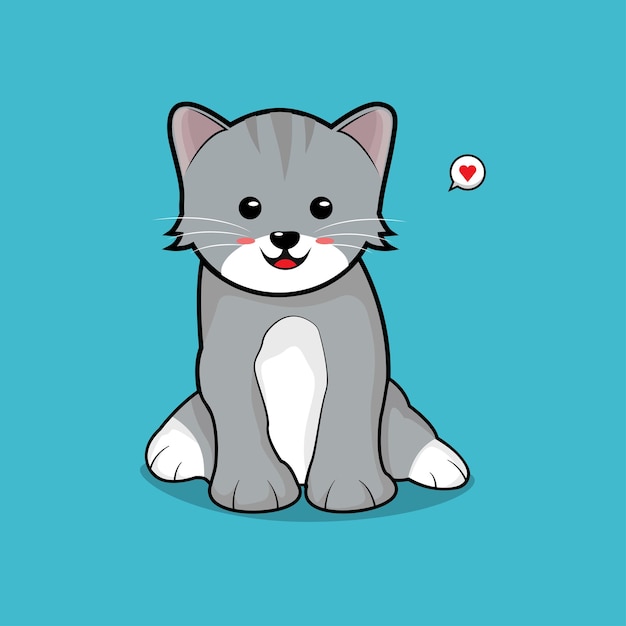 Icono Vector Lindo Gato Sonriendo Felizmente