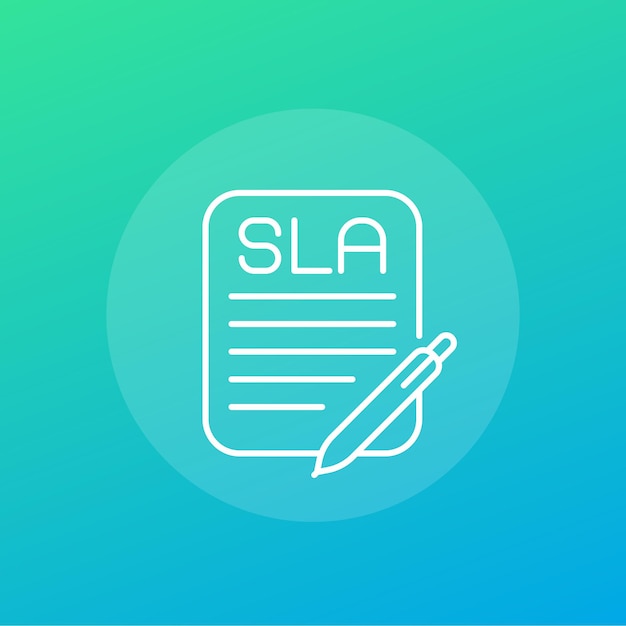 Icono de vector de línea de acuerdo de nivel de servicio Sla