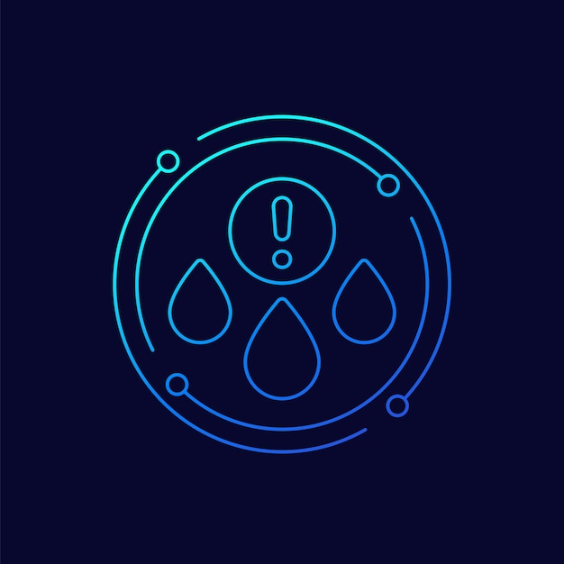 Icono de vector de línea de advertencia de calidad de agua