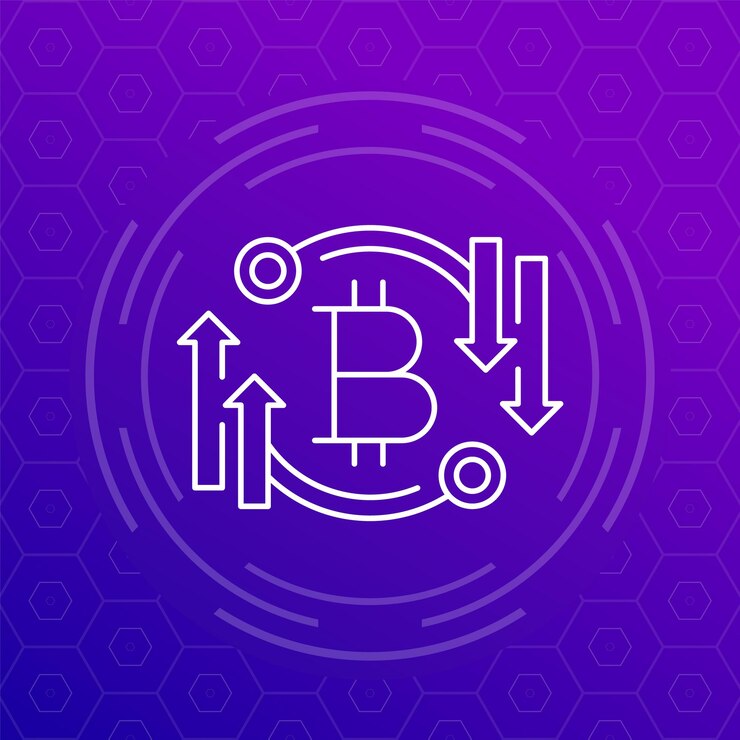 Vector icono de vector de línea de comercio de bitcoin