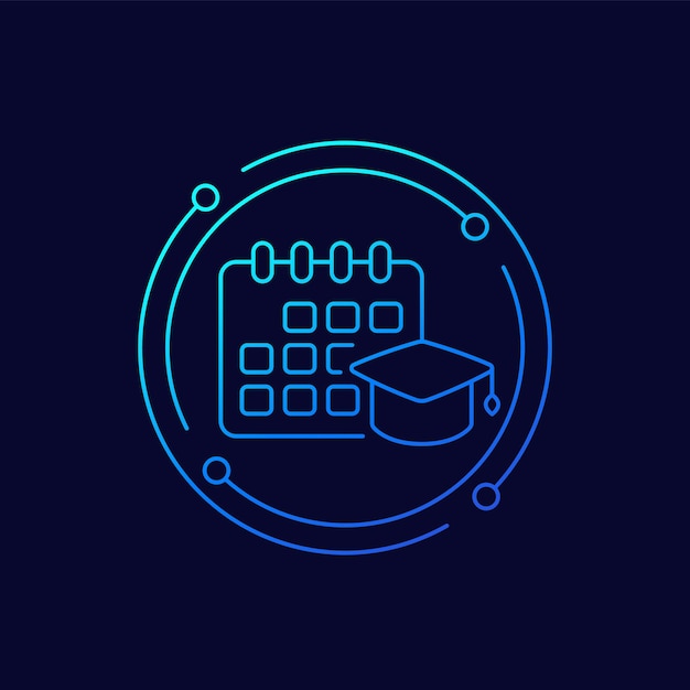 Icono de vector de línea de horario de aprendizaje