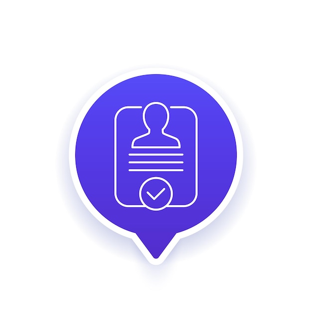 El icono del vector de línea KYC de la cuenta verificada