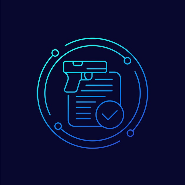 Icono de vector de línea de licencia de permiso de arma