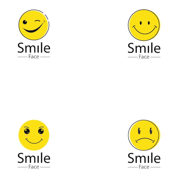 Icono de vector de línea de logotipo de cara sonriente