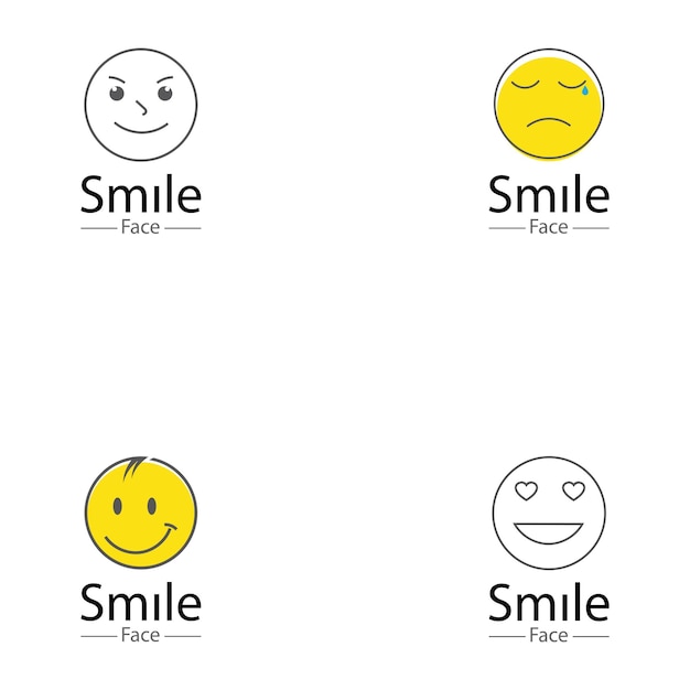 Icono de vector de línea de logotipo de cara sonriente