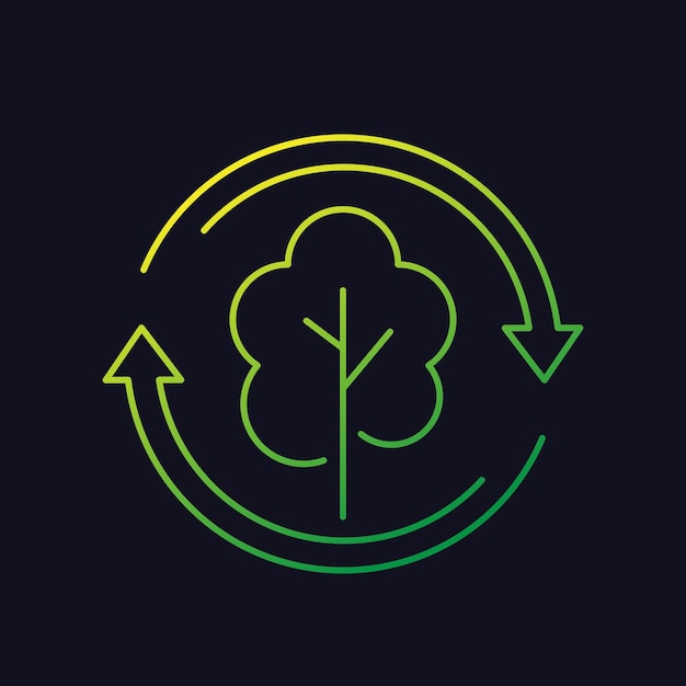 icono de vector de línea de reforestación con árbol