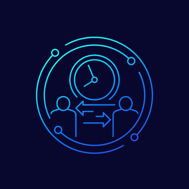 Icono de vector de línea de tiempo de interacción