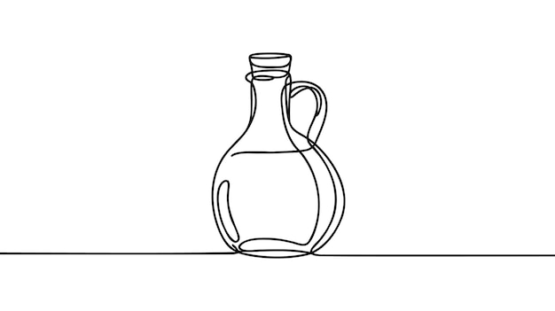 Icono de vector lineal de la botella con aceite de oliva Dibujo continuo de una línea