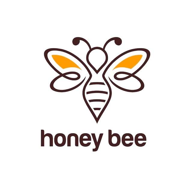Icono de vector lineal de logotipo de abeja de vector libre