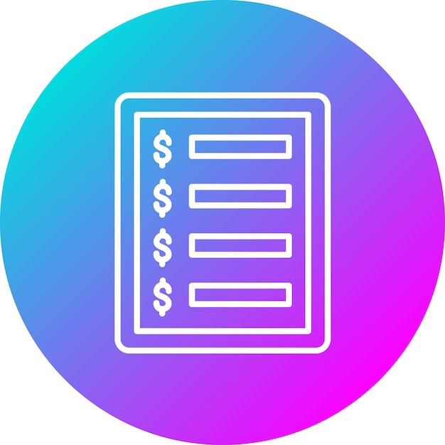 El icono del vector de la lista de precios se puede utilizar para el conjunto de iconos del restaurante