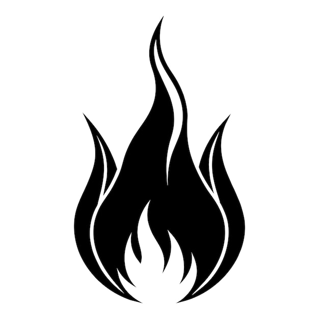 Icono de vector de llama abstracto en diseño negro