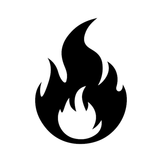Icono del vector de llama de silueta Diferentes formas de fuego e ilustración de quema