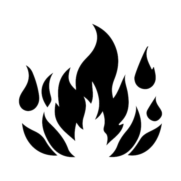 Icono del vector de llama de silueta Diferentes formas de fuego e ilustración de quema