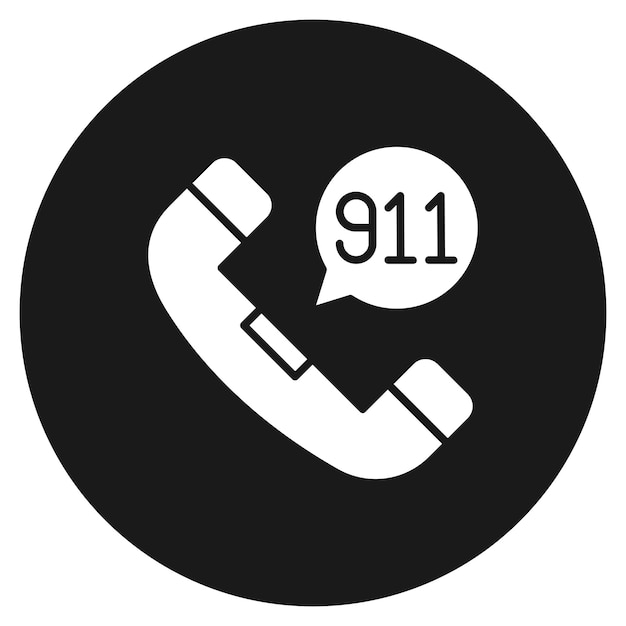 El icono del vector de llamada 911 se puede usar para el conjunto de iconos de bomberos