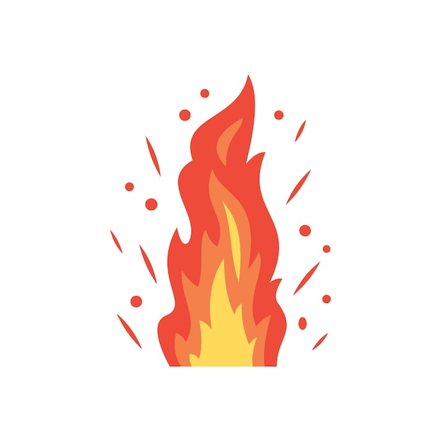 Icono de vector de llamas de fuego en estilo de dibujos animados Ilustración de bola de fuego de llama