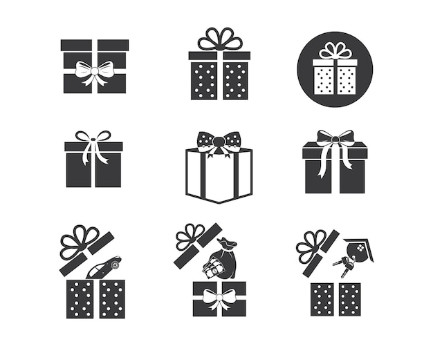 Icono de vector de logotipo de caja de regalo