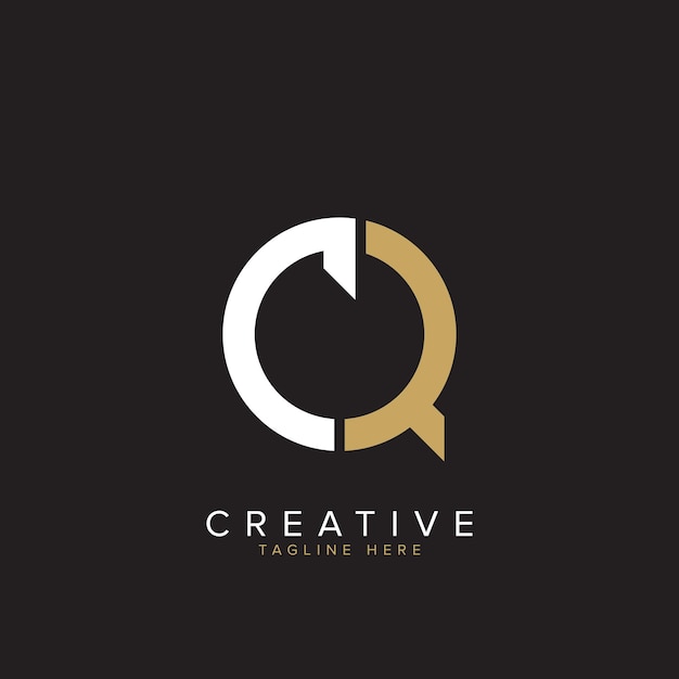 Icono de vector de logotipo de letra CQ o QC abstracto