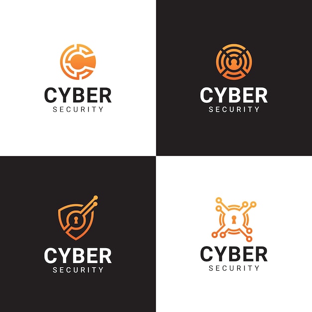 Vector icono de vector de logotipo de seguridad cibernética moderno y simple. plantilla de logotipo de ciberseguridad digital.