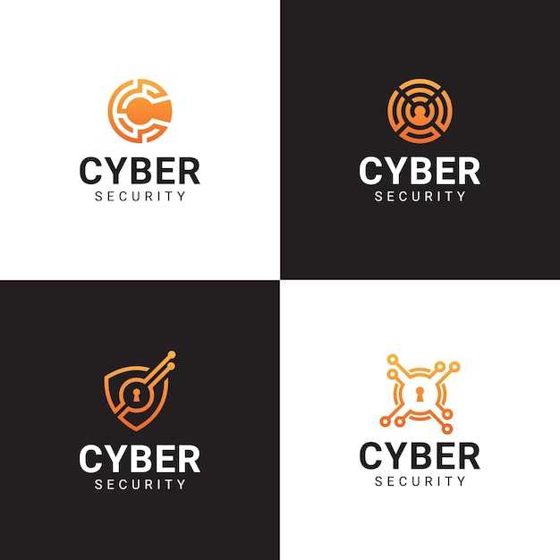 Icono de vector de logotipo de seguridad cibernética moderno y simple. Plantilla de logotipo de ciberseguridad digital.