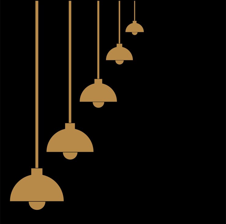 Vector icono de vector de luces doradas con fondo negro
