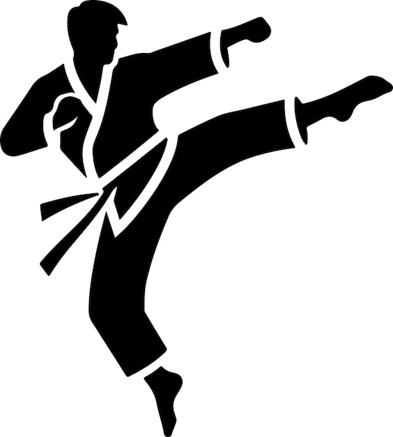 Vector icono de vector de lucha de karate mínimo en estilo plano silueta de color negro fondo blanco 8