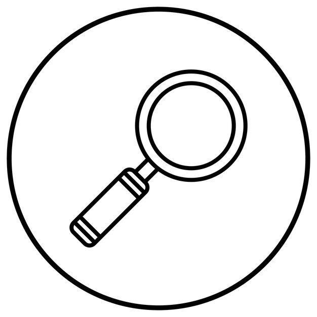 El icono del vector de lupa se puede utilizar para el conjunto de iconos de Investigación y Ciencia