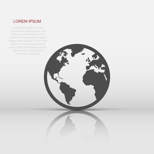 Icono de vector de mapa mundial de globo Ilustración de vector plano de tierra redonda Pictograma de concepto de negocio de planeta sobre fondo blanco