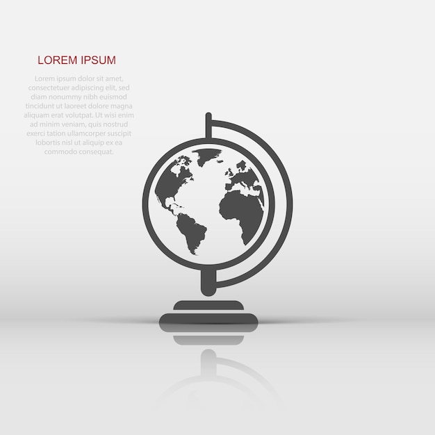 Icono de vector de mapa mundial de globo ilustración de vector plano de tierra redonda pictograma de concepto de negocio de planeta sobre fondo blanco