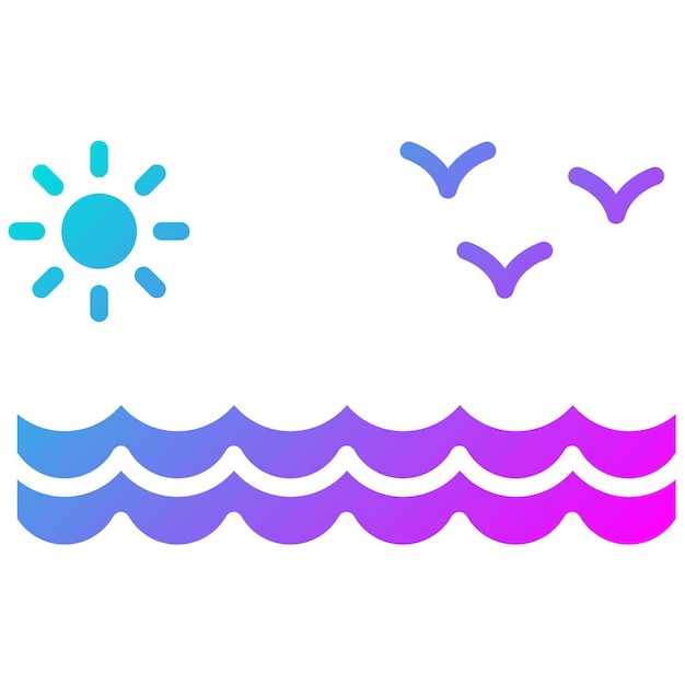 El icono del vector del mar se puede utilizar para el conjunto de iconos de la línea costera