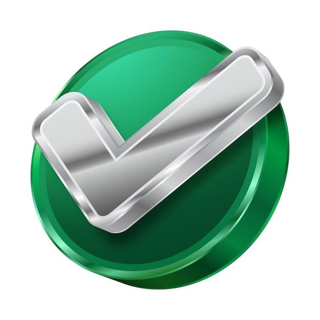 El icono del vector de marca de comprobación en forma de círculo verde es un signo vectorial aislado