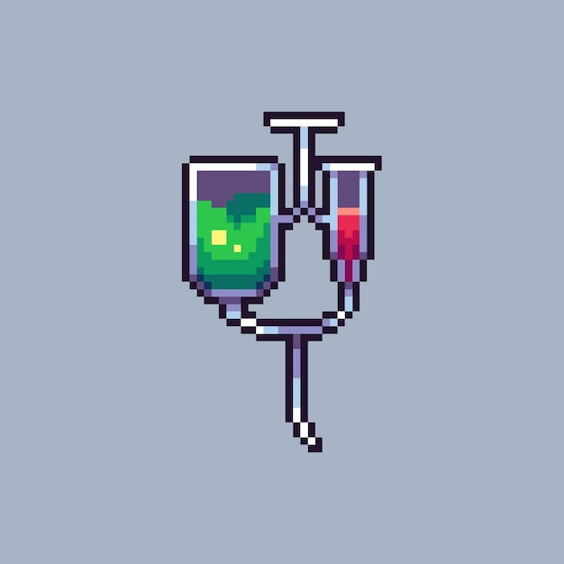 icono de vector médico de infusión de pixel art