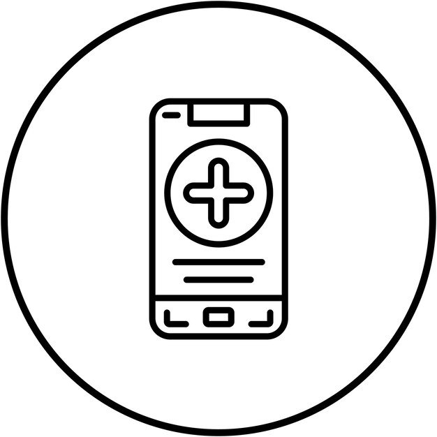 El icono de vector médico móvil se puede utilizar para el conjunto de iconos de aplicaciones móviles