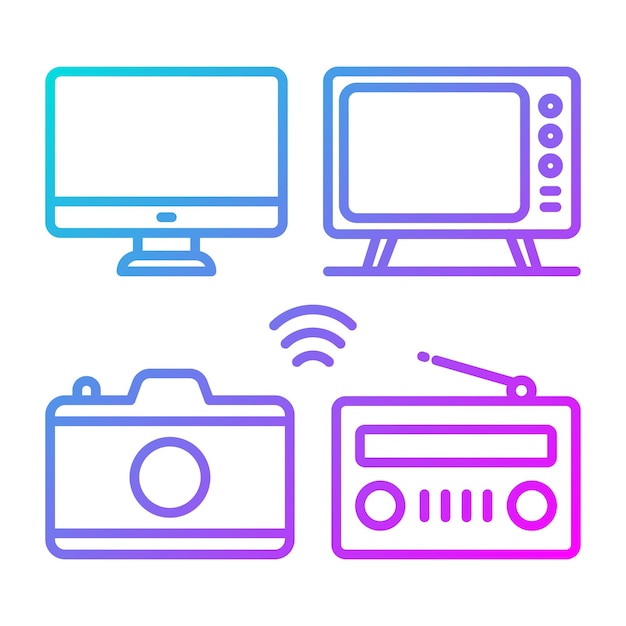 El icono del vector de medios de masa se puede usar para el conjunto de iconos de noticias y medios
