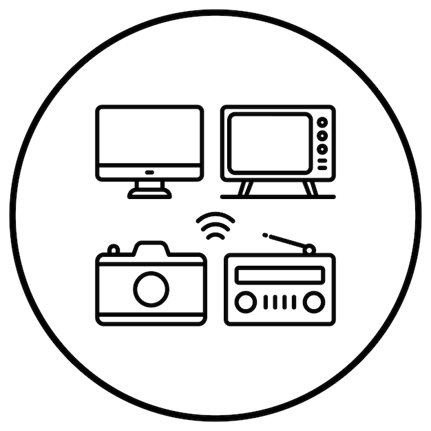 El icono del vector de medios de masa se puede usar para el conjunto de iconos de noticias y medios