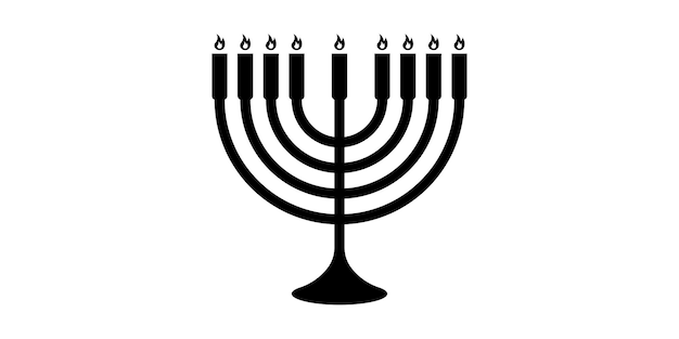 Icono de vector de menorá sobre fondo blanco. Icono negro de Hanukkah Menorah. Símbolo del judaísmo.