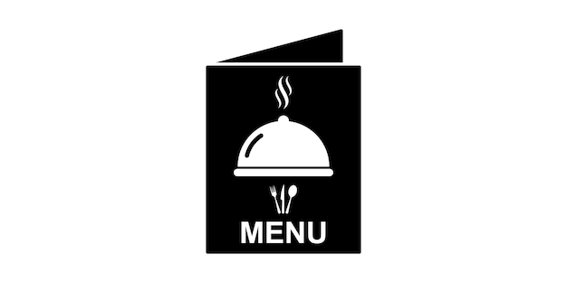 Icono de vector de menú sobre fondo blanco. Menú de folletos para cafetería, restaurante, cafetería. 10 EPS vectoriales.