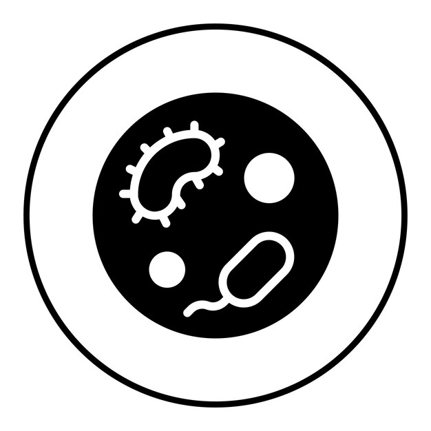 El icono del vector de microbiología se puede utilizar para el conjunto de iconos de vuelta a la escuela