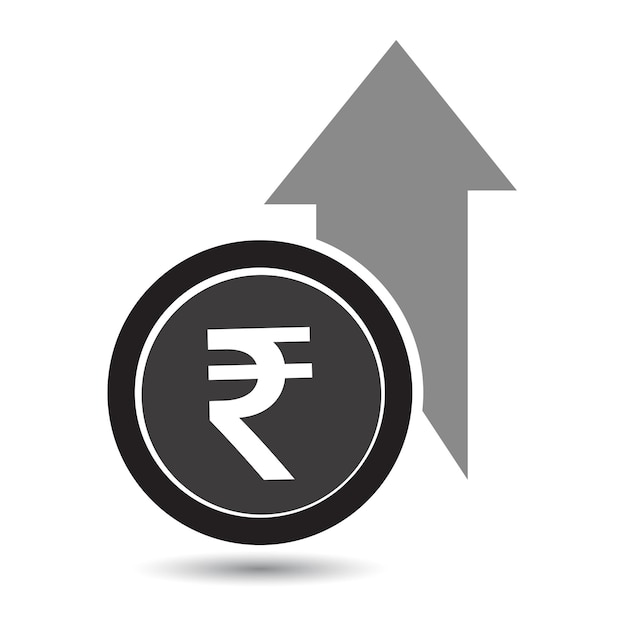 Icono de vector de moneda de crecimiento de rupia